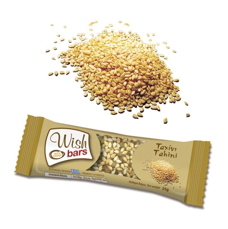 Natural Energy Bar with Honey, Nuts & Tahini 'Wish Bars' 28pcs X 25gr Μπάρα Ενέργειας με Μέλι & Ταχίνι Χ/Ζ 'Wish Bars' 28τεμ Χ 25gr