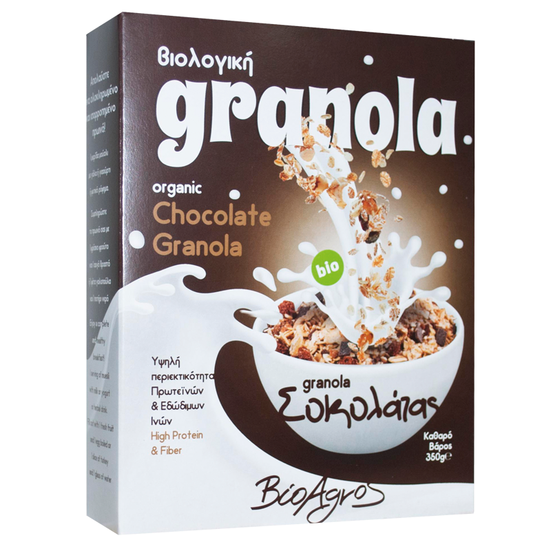 Organic Granola Chocolate 'Bioagros' 350grΒιολογική Γκρανόλα Μούσλι Σοκολάτα 'Βιοαγρός' 350gr
